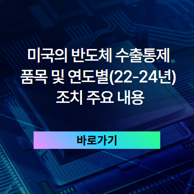 미국의 반도체 수출통제 품목 및 연도별(22-24년) 조치 주요 내용